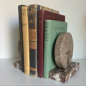 Vintage Round Stone Marble Bookends